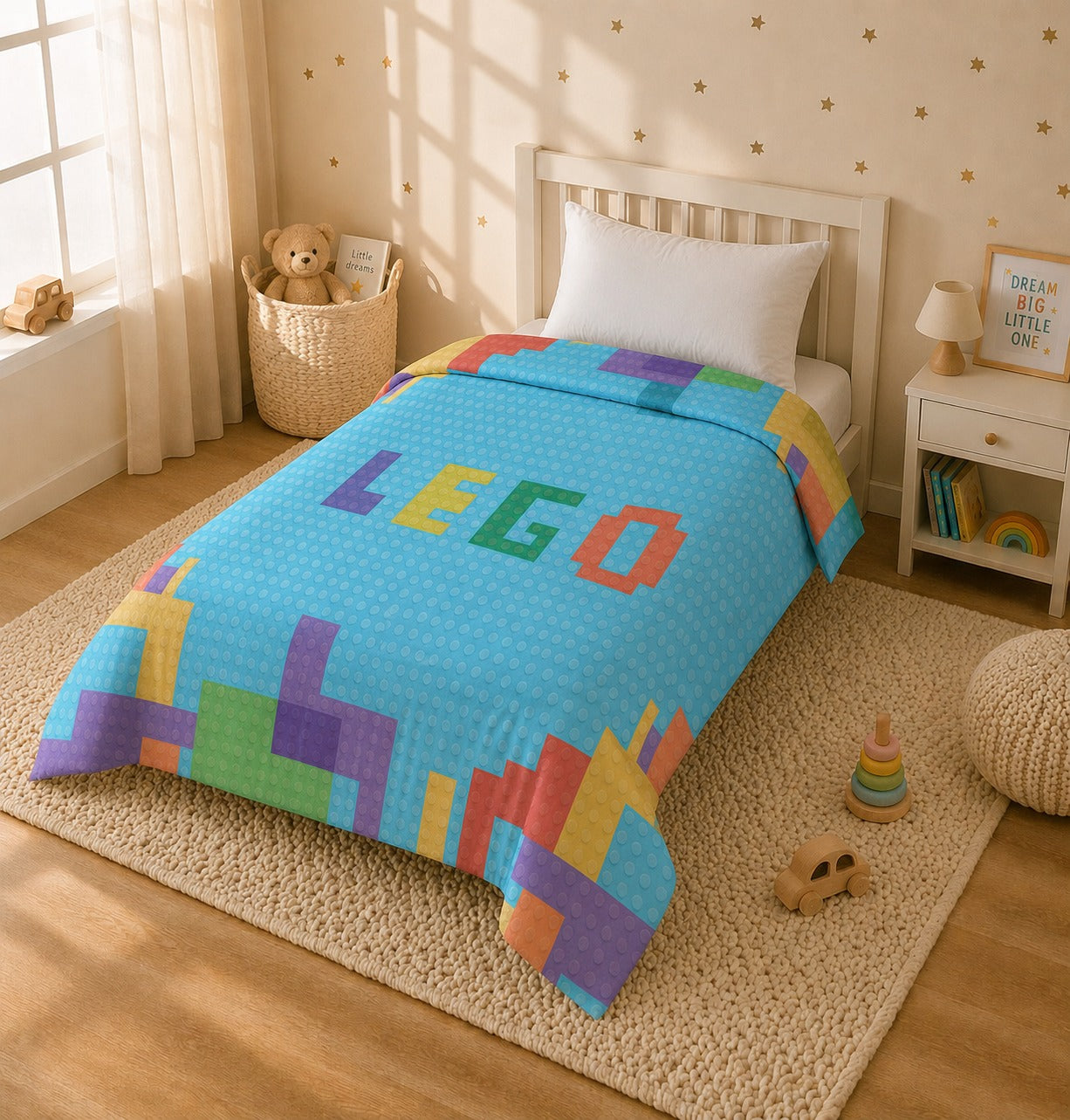 Lego Reversible Kids Single Quilt