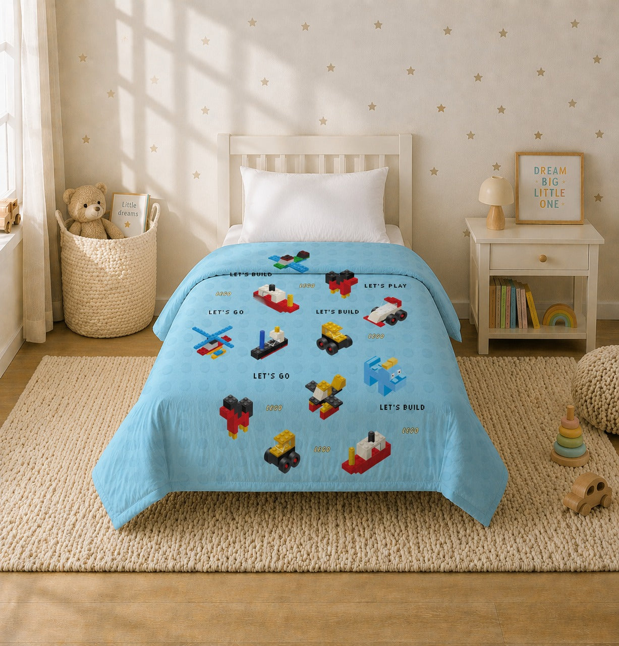 Lego Reversible Kids Single Quilt