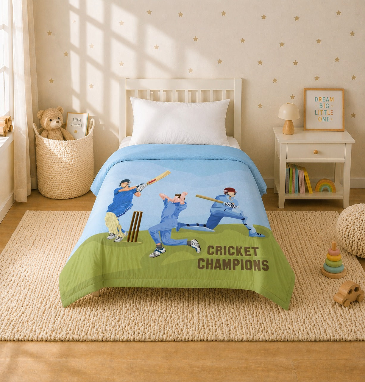 Cricket Champions Reversible Kids Single Quilt