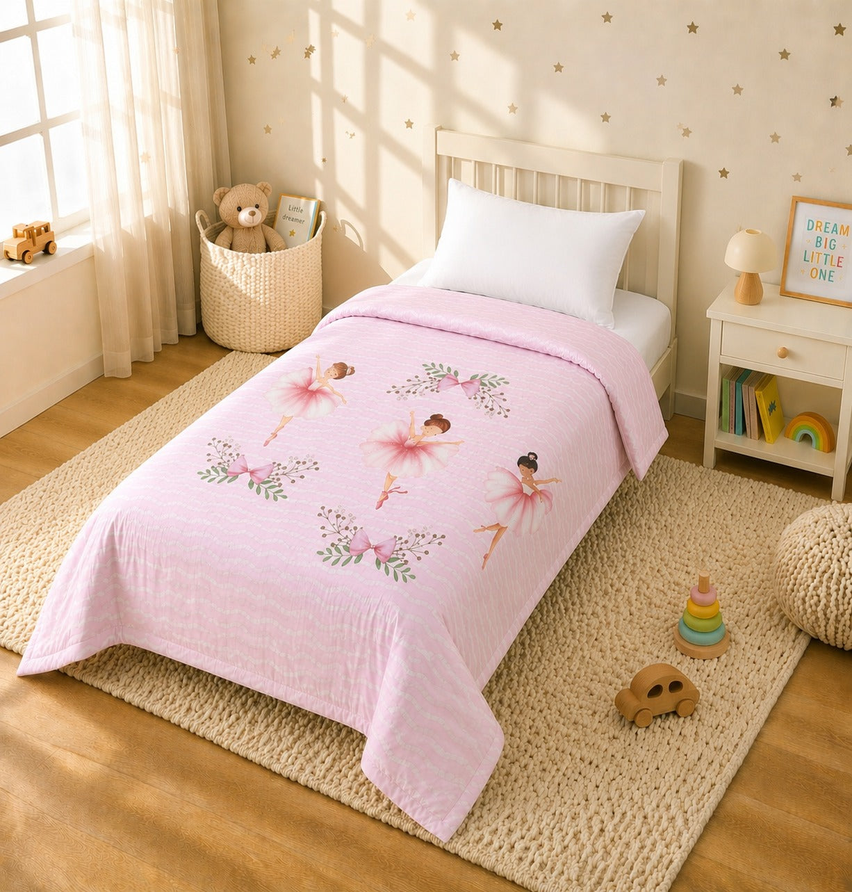 Dancing Ballerina Reversible Kids Single Quilt