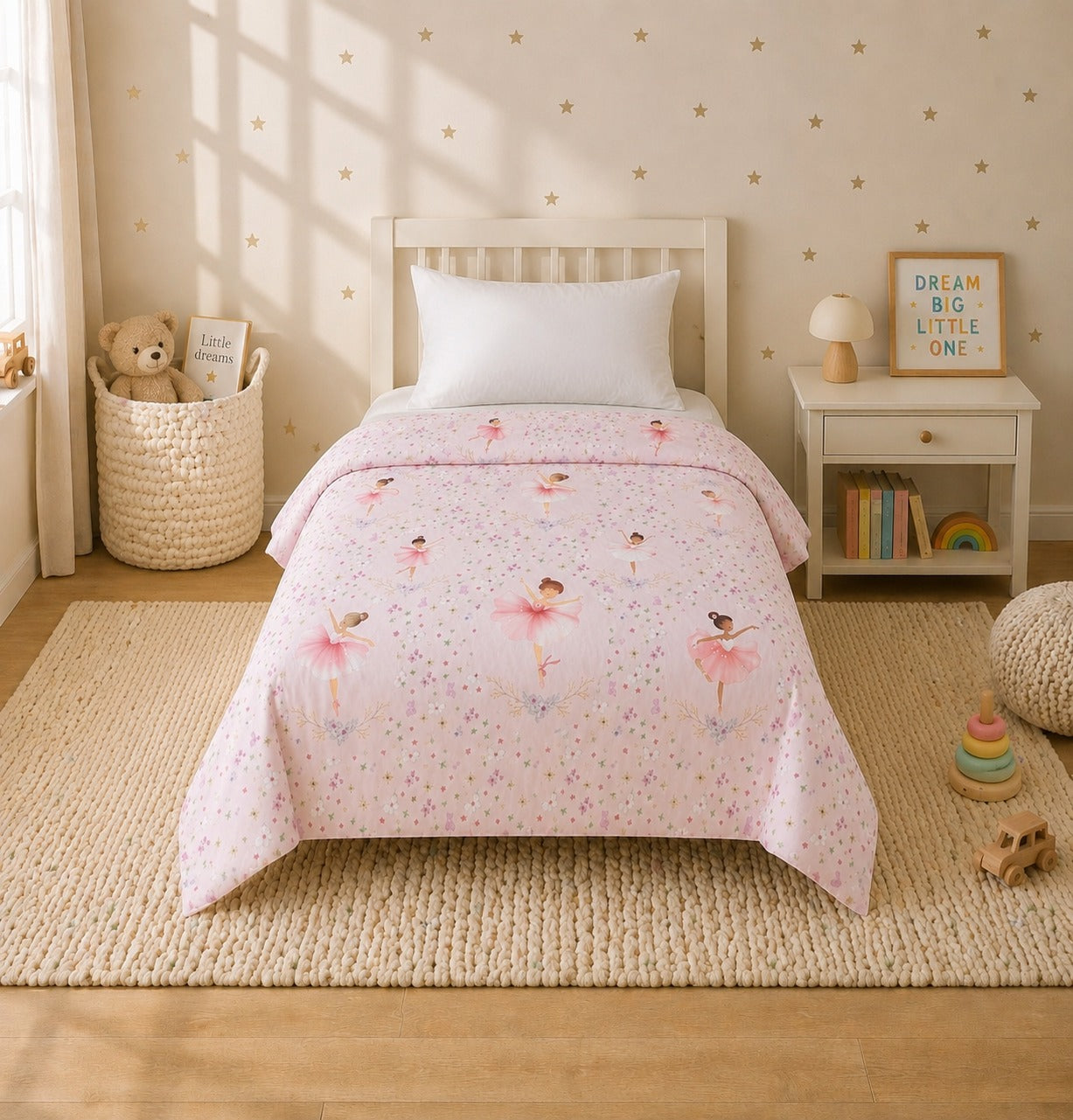 Dancing Ballerina Reversible Kids Single Quilt