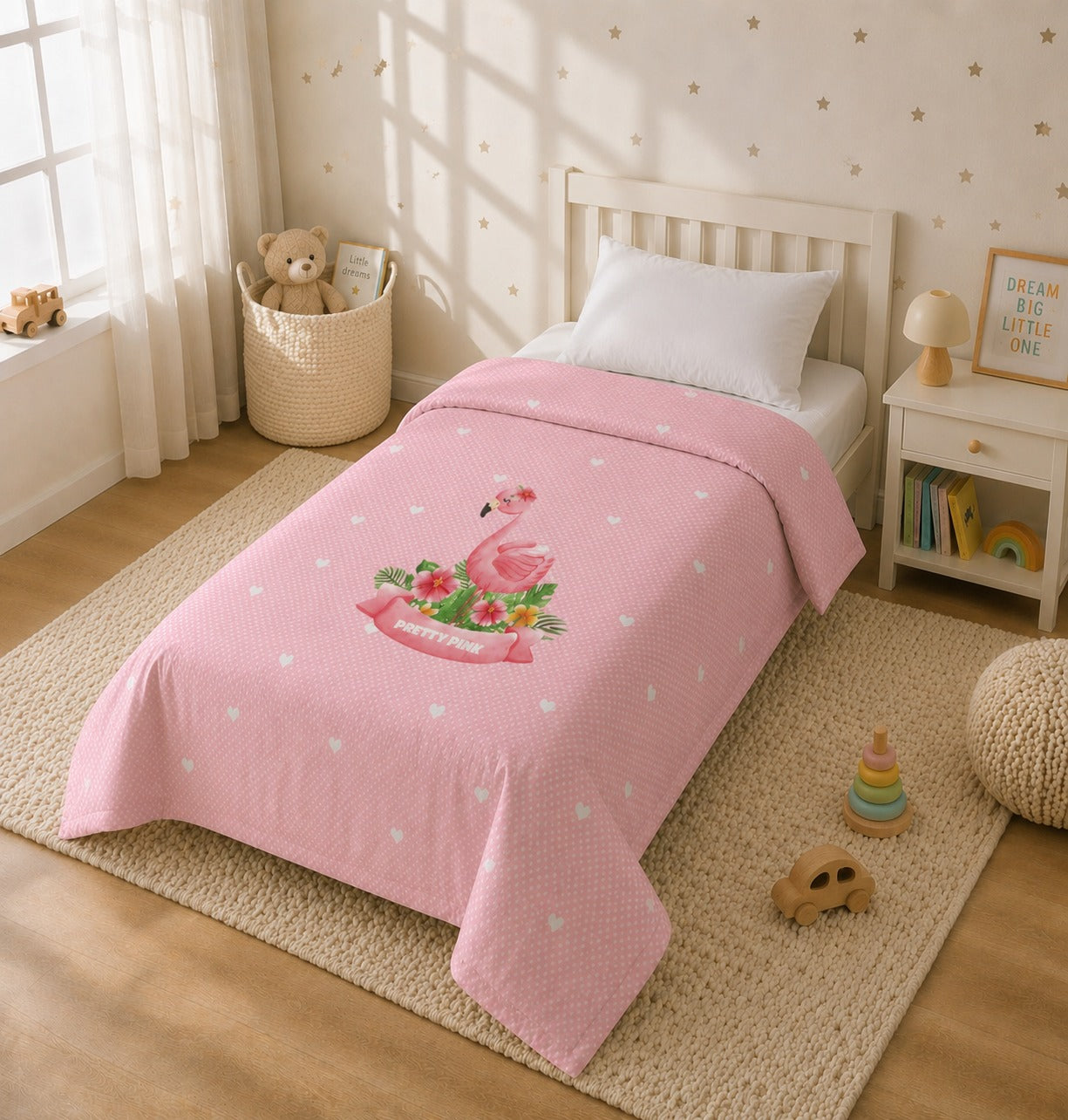 Flamingo Reversible Kids Single Quilt