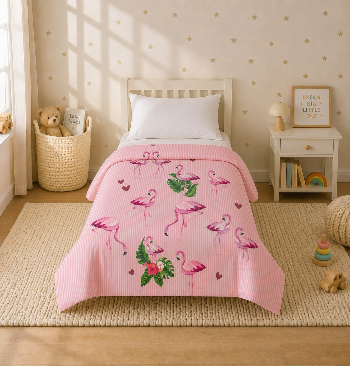 Flamingo Reversible Kids Single Quilt