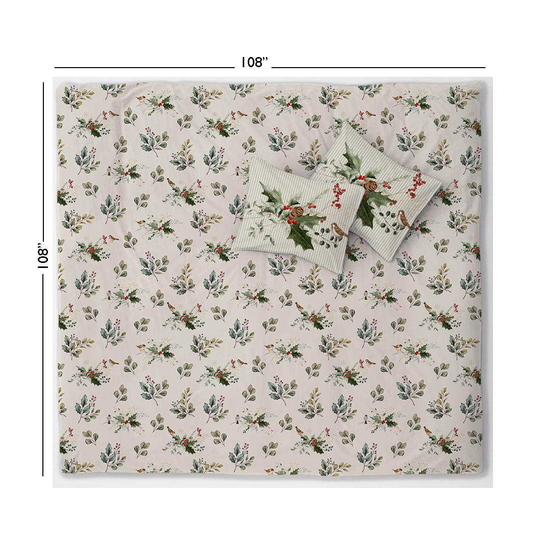 X Mas Leaves 100% Cotton Double Bedsheet