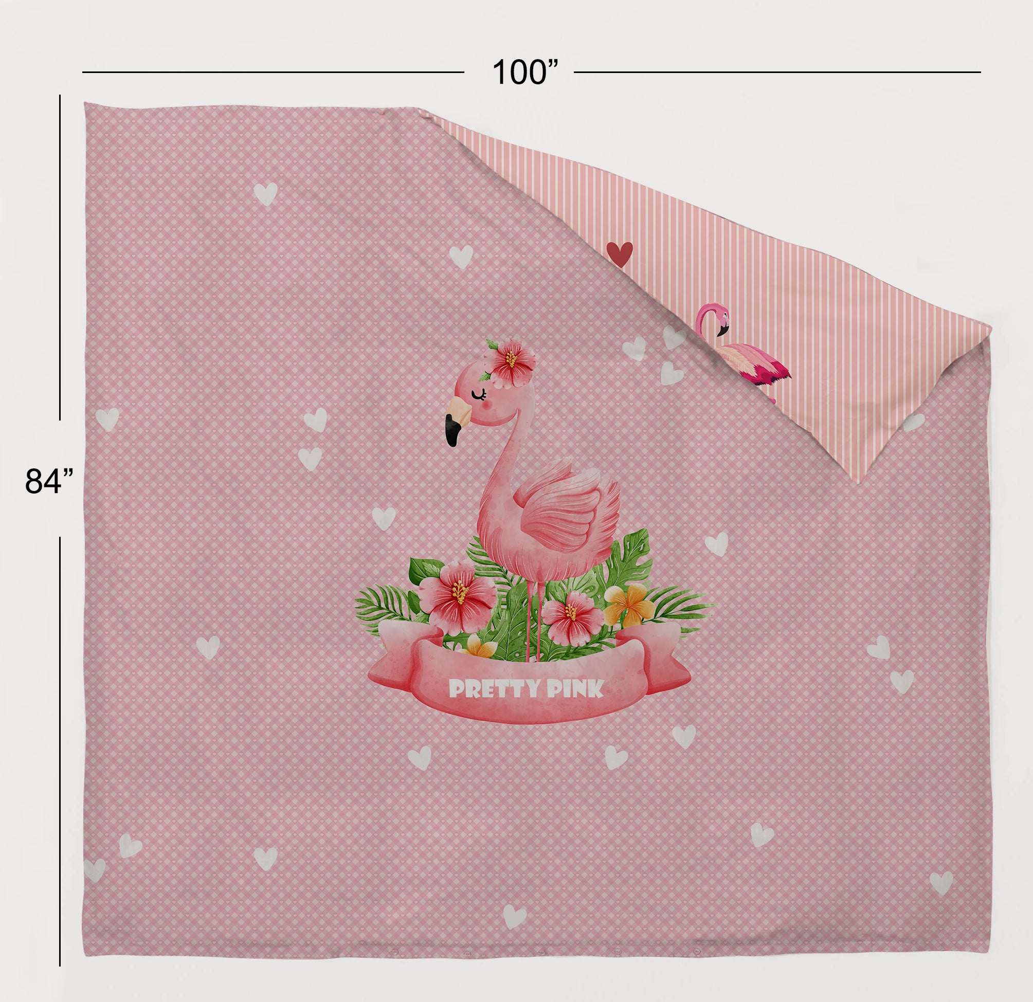 Pretty Pink Flamingo Reversible Kids Double Quilt