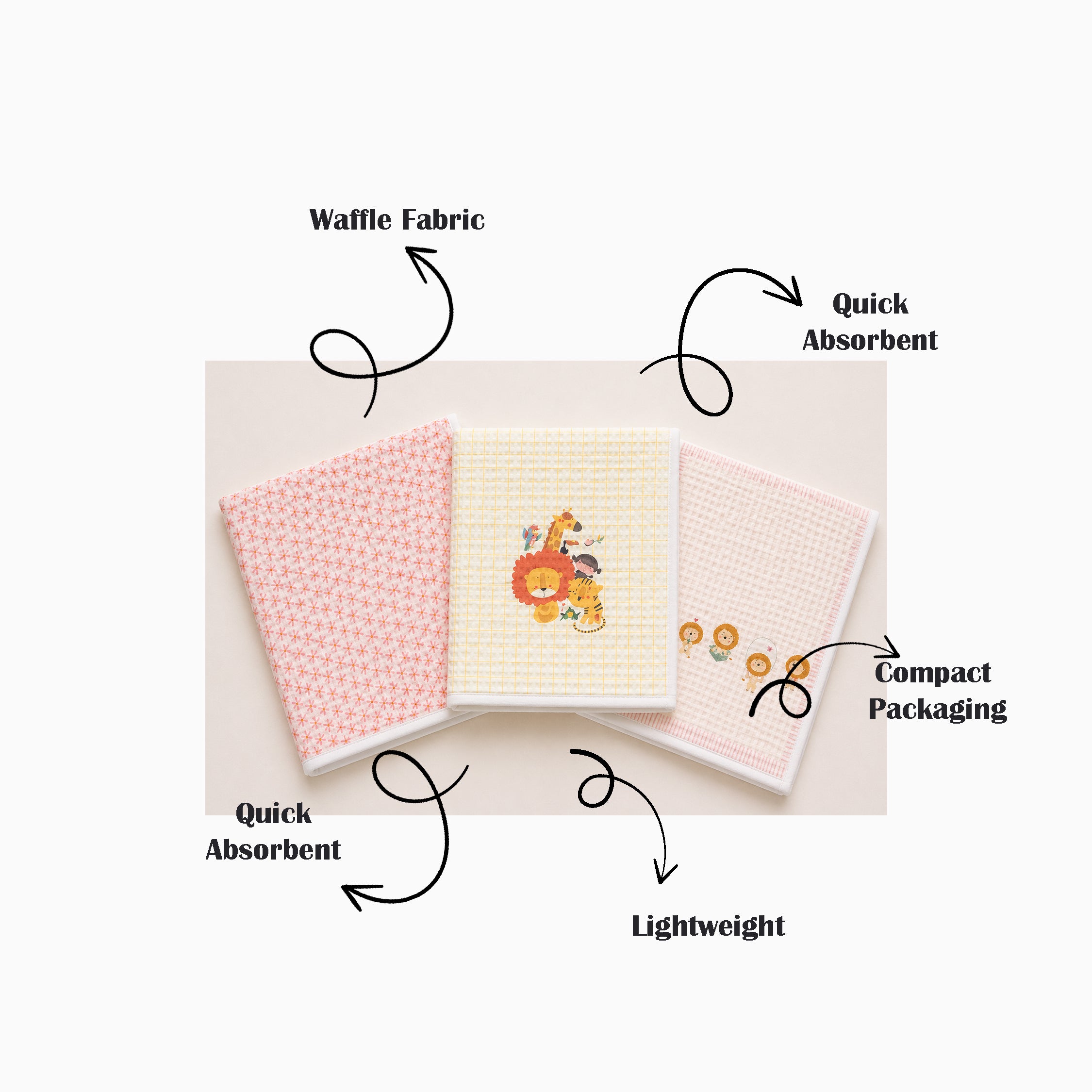 Jungle Waffle Cotton Hankies – Set of 3