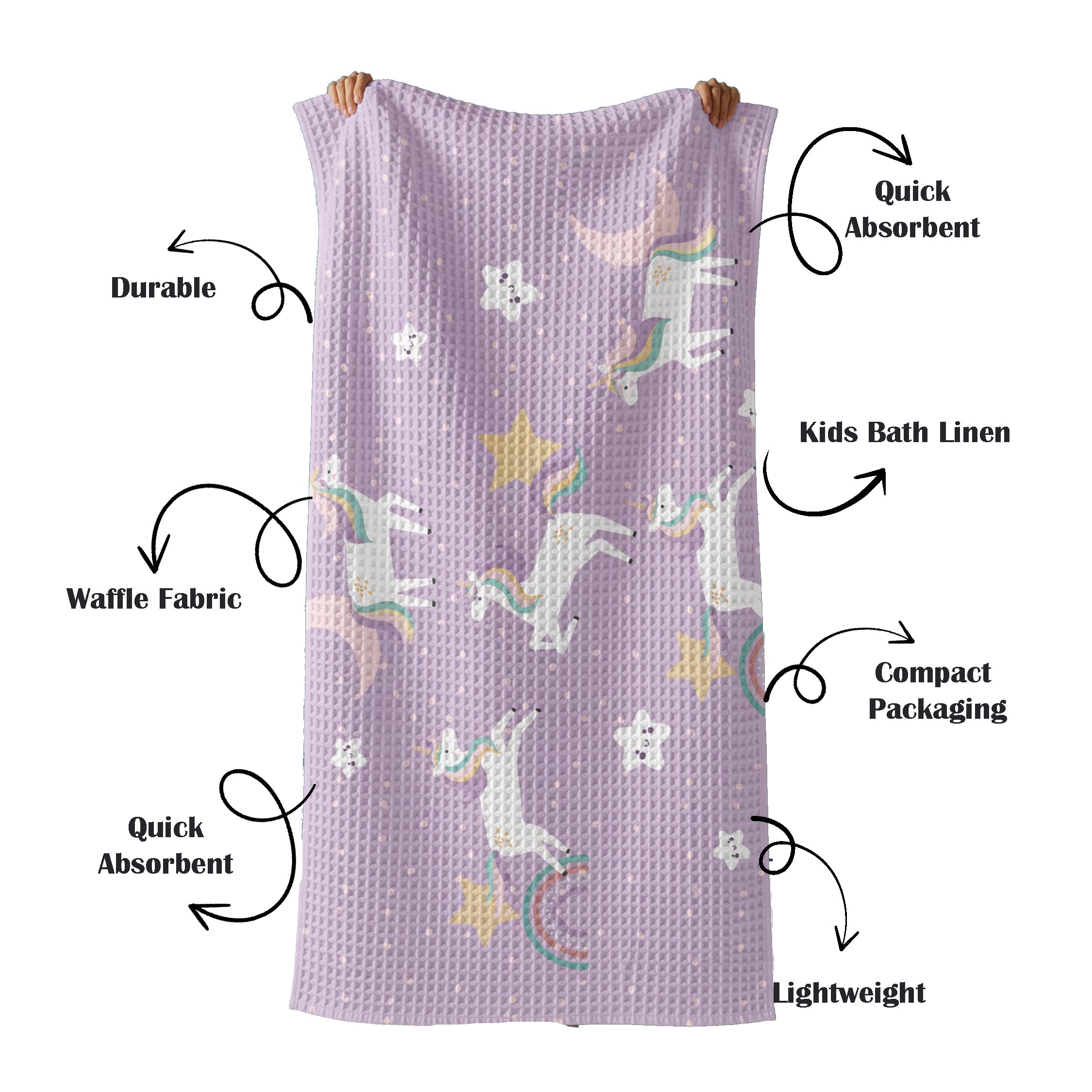 Unicorn Waffle Bath Towel – 100% Cotton