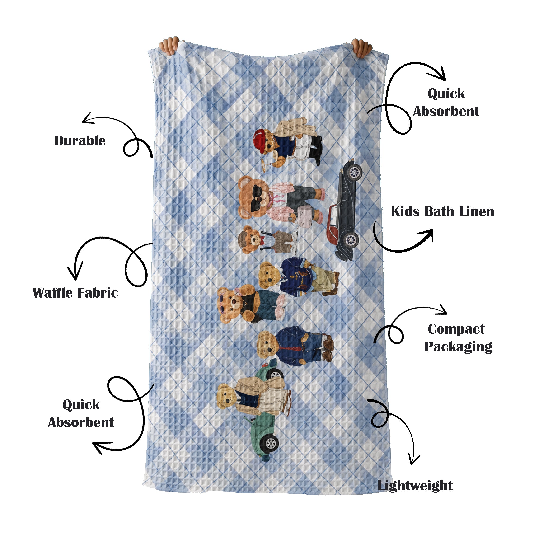 Polar Bear Waffle Bath Towel – 100% Cotton