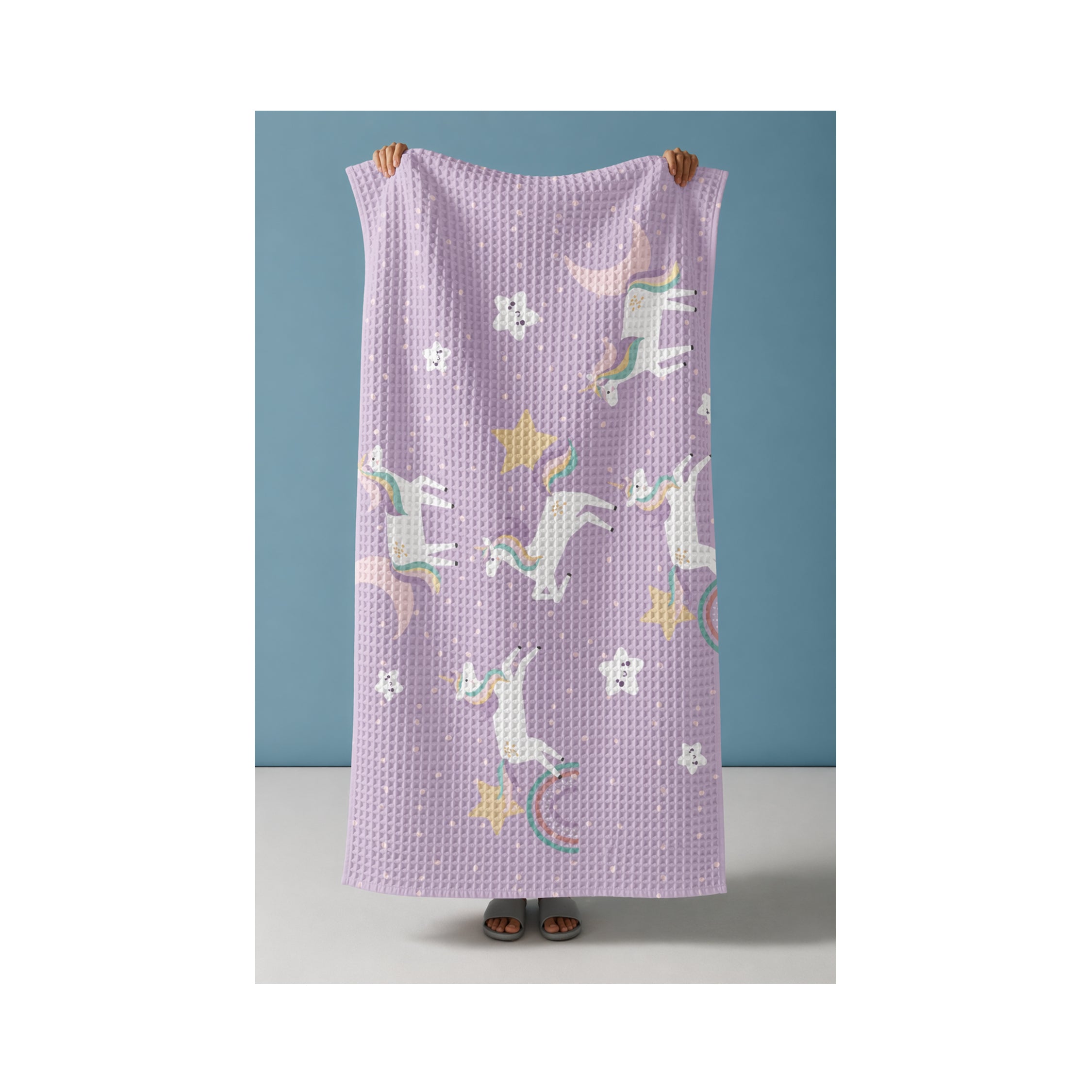 Unicorn Waffle Bath Towel – 100% Cotton