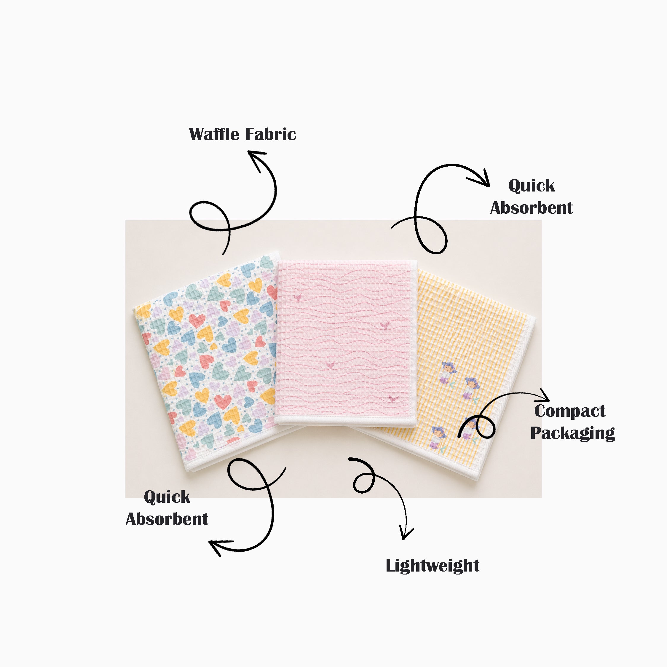 Mermaid Waffle Cotton Hankies – Set of 3