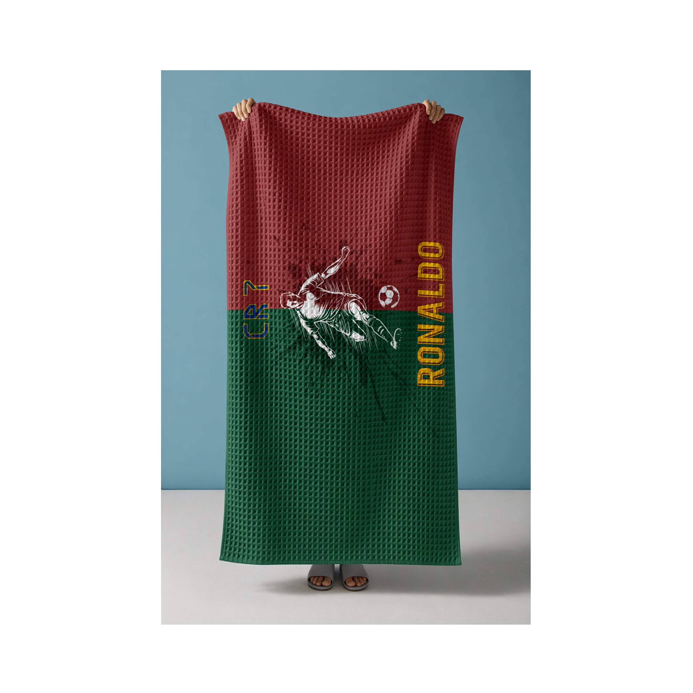 Football Waffle Bath Towel – 100% Cotton