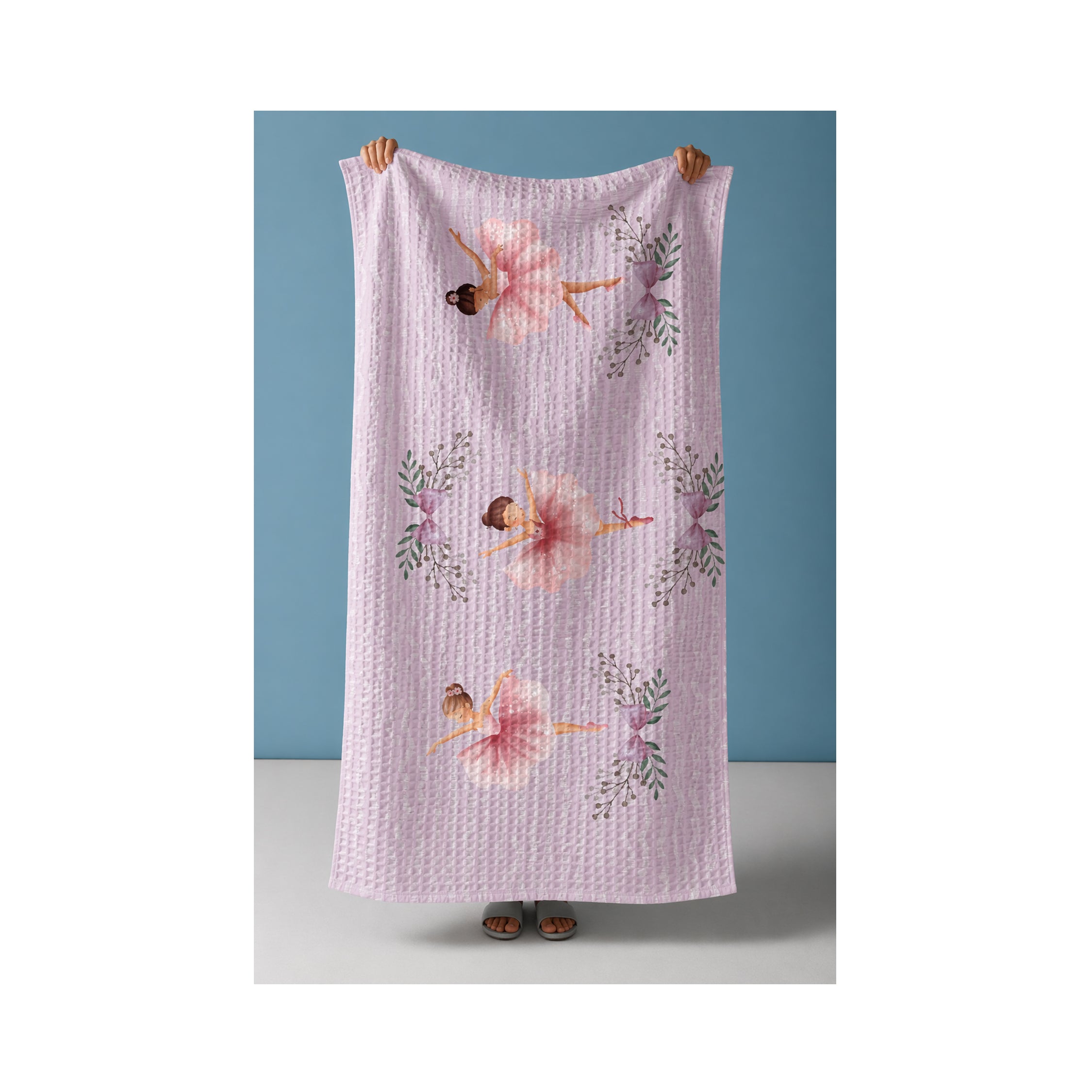 Dancing Ballerinas Waffle Bath Towel – 100% Cotton
