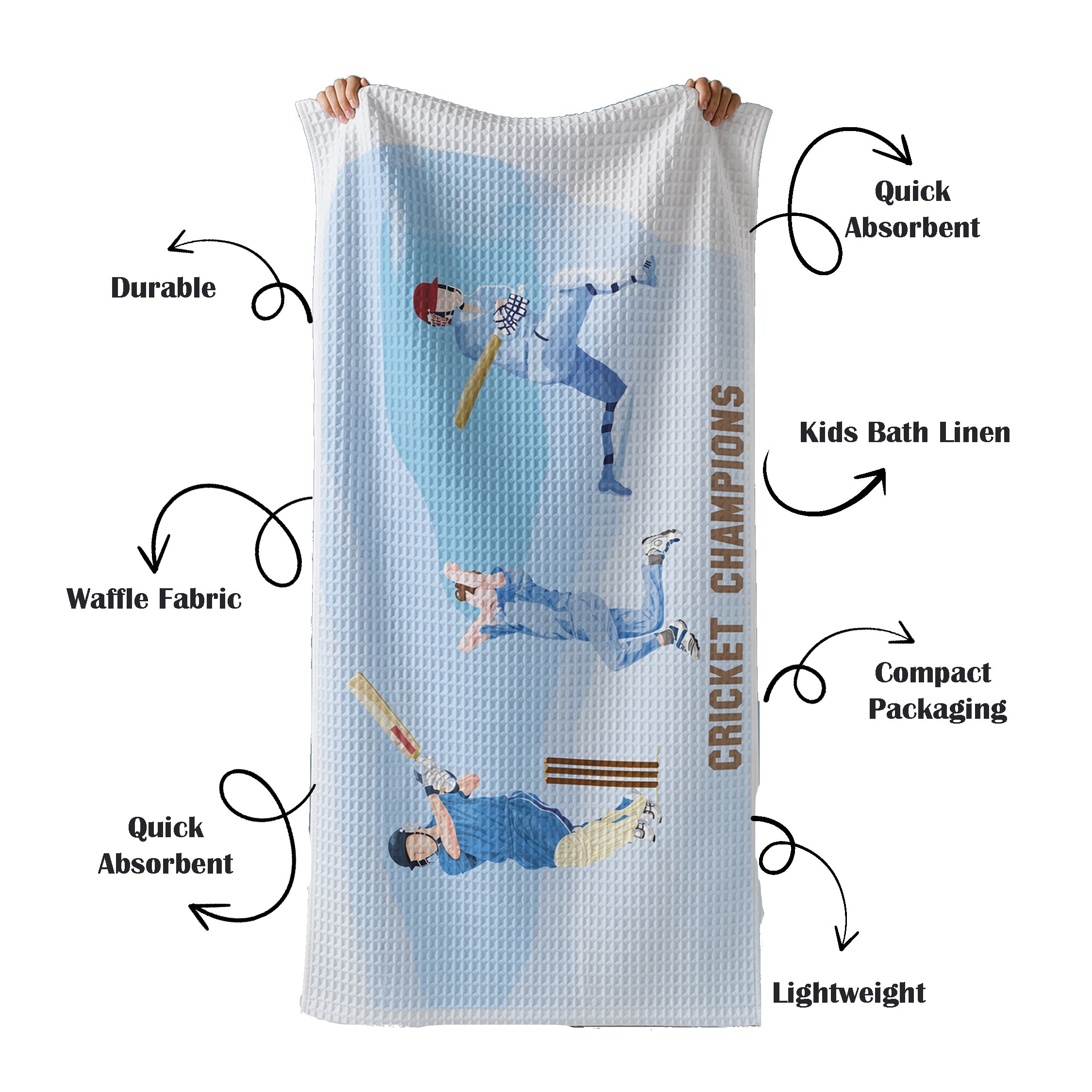 Cricket Champions Waffle Bath Towel – 100% Cotton