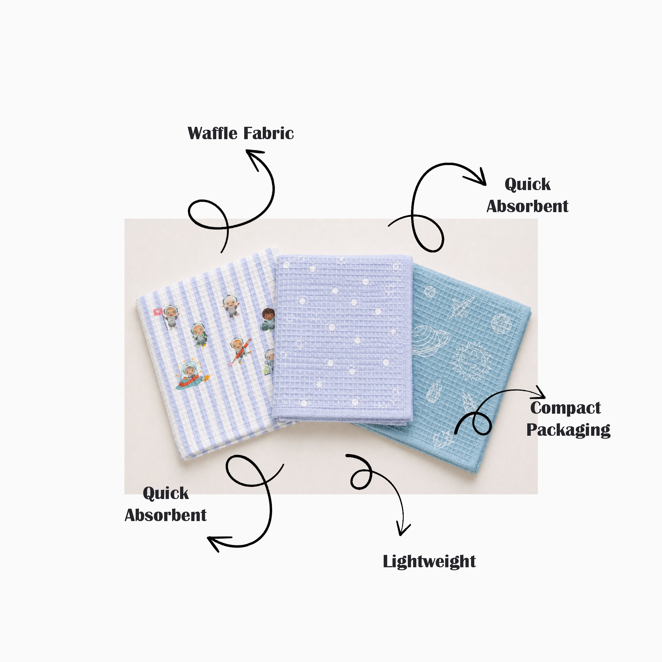Space Waffle Cotton Hankies – Set of 3