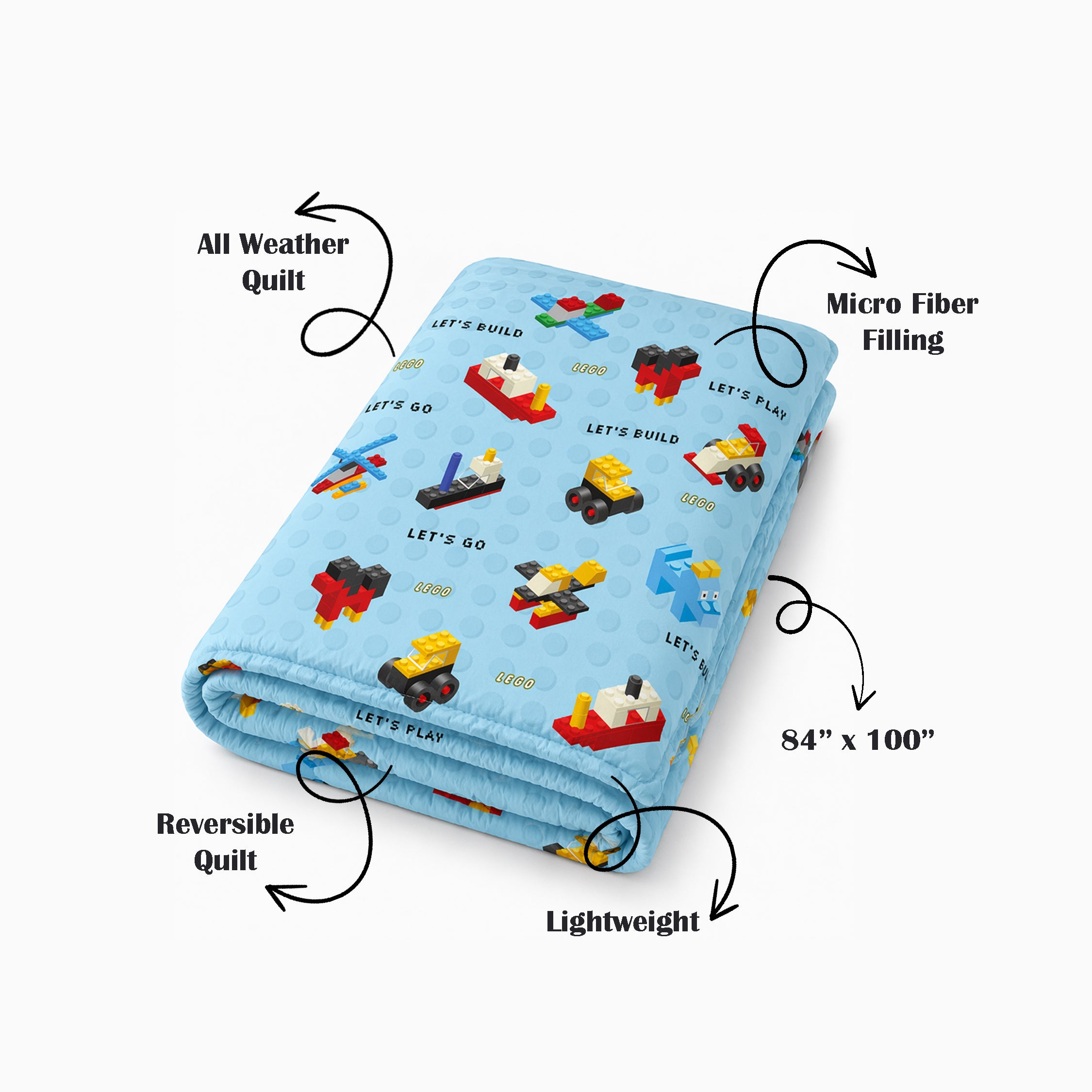 Lego Reversible Kids Double Quilt