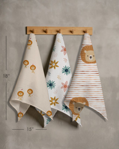 Jungle Waffle Hand Towel Set – Set of 3