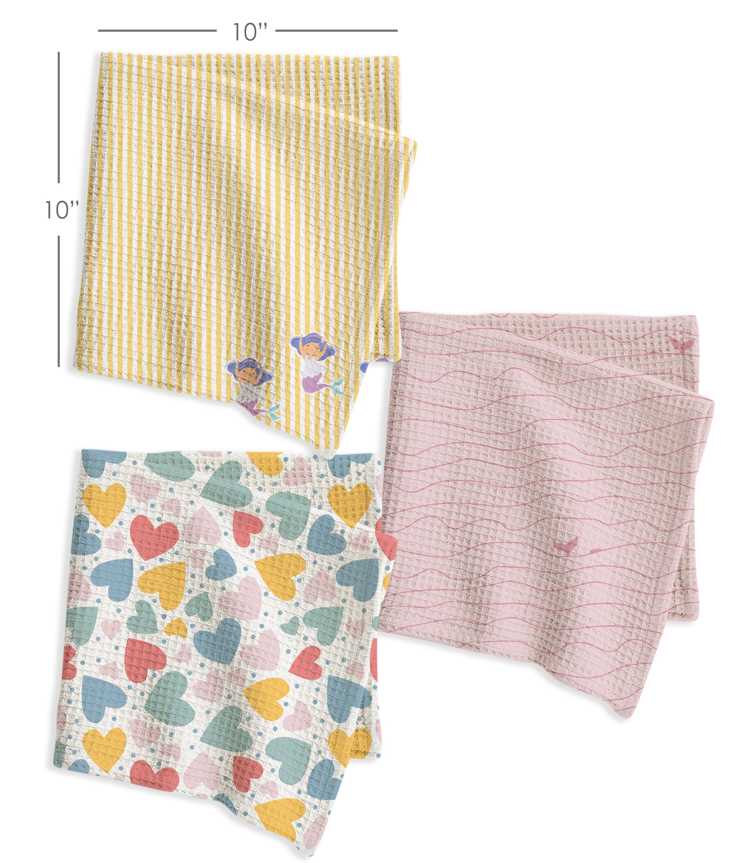 Mermaid Waffle Cotton Hankies – Set of 3