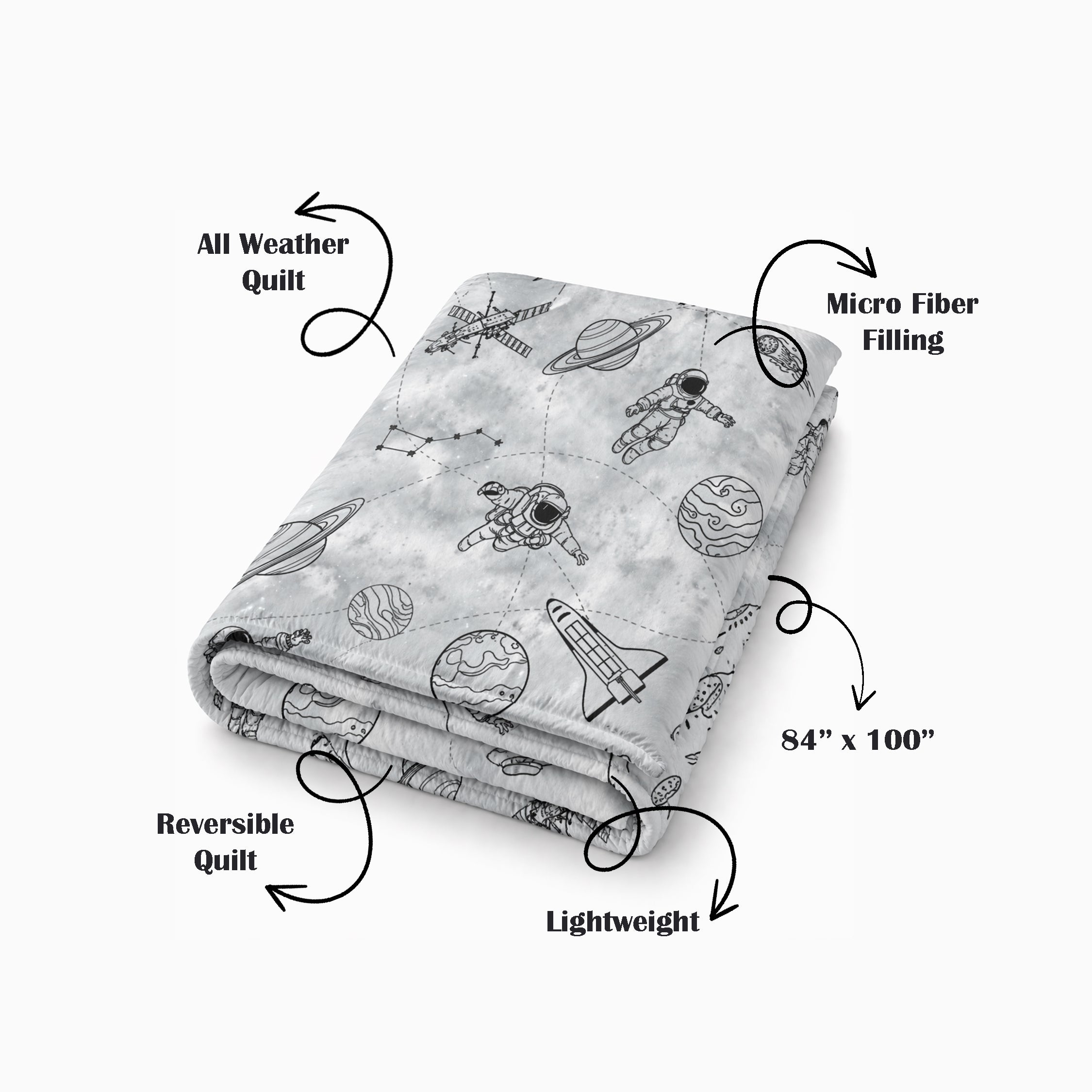 Space Station Kids Double Quilt