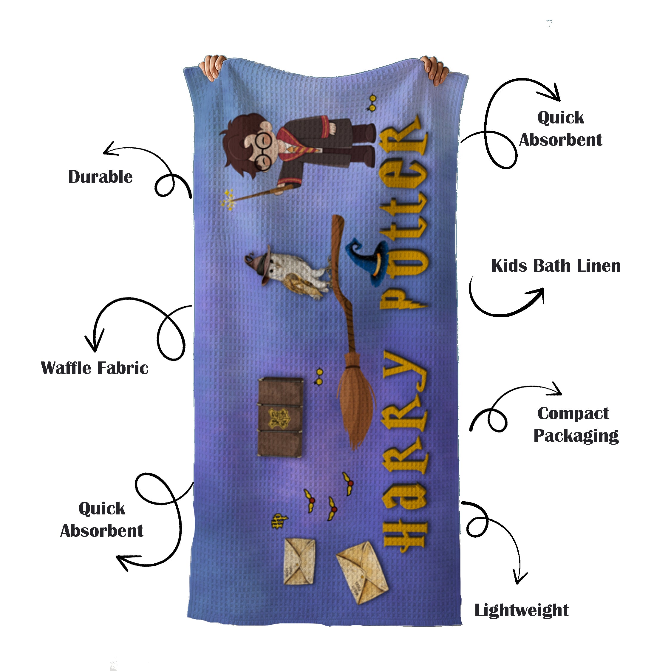 Harry Potter Waffle Bath Towel – 100% Cotton