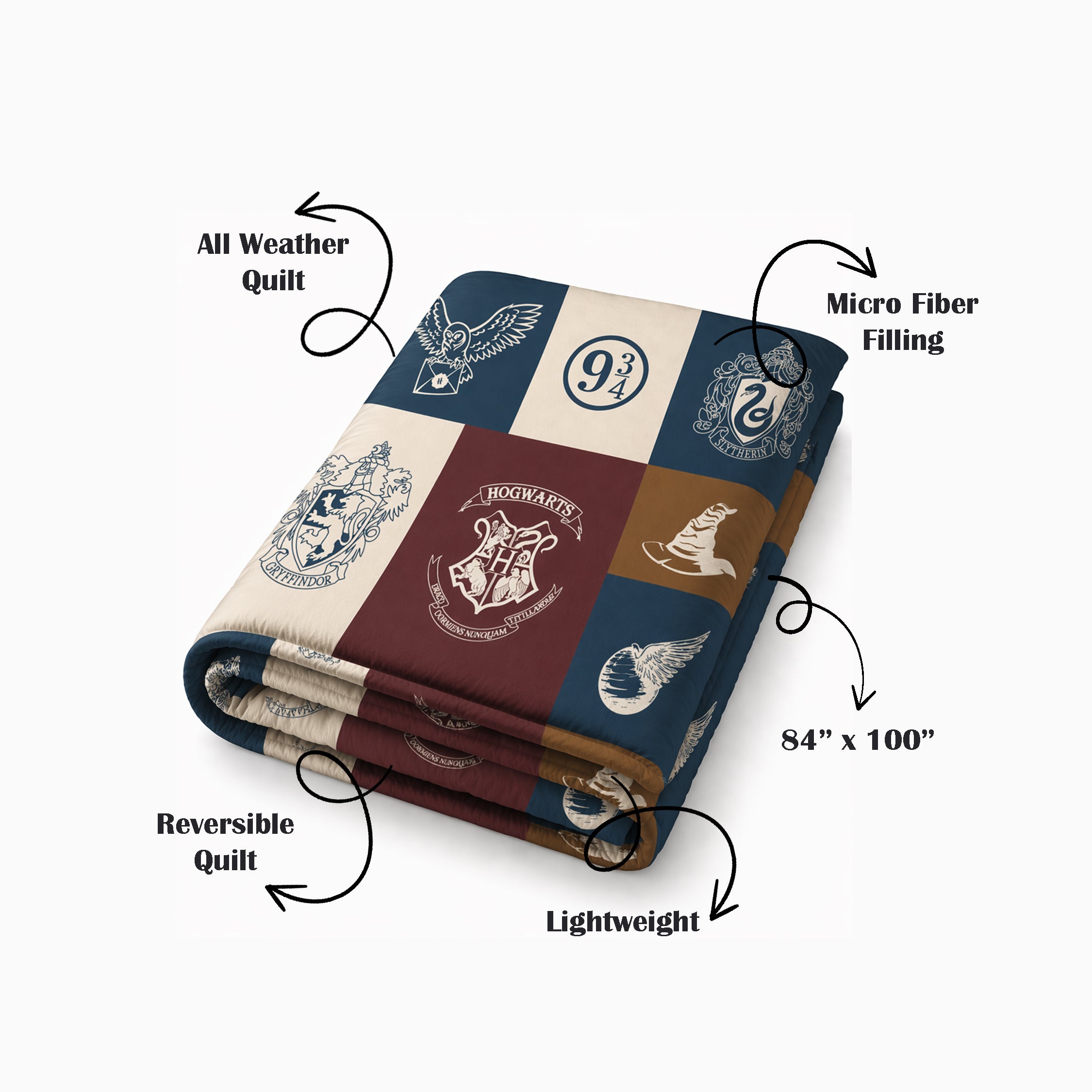Harry Potter Reversible Kids Double Quilt