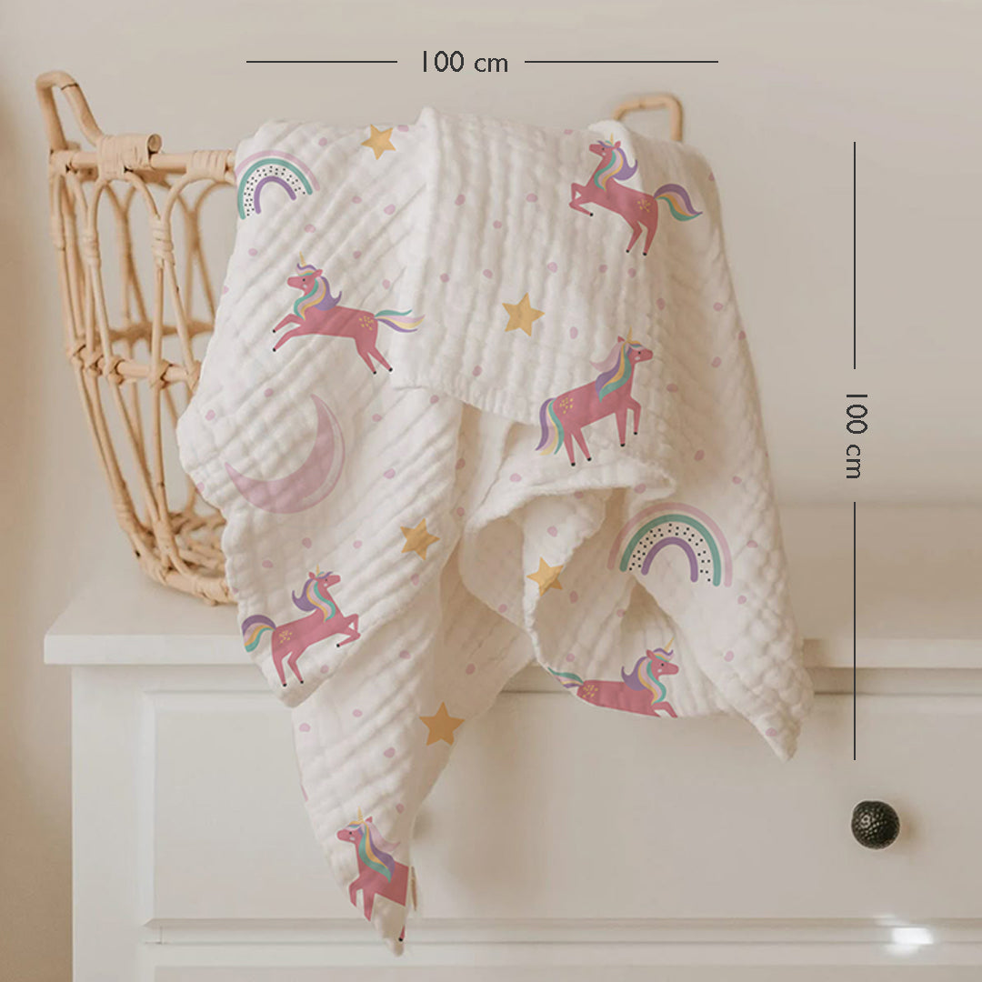 Unicorn Muslin Swaddle Set – Set of 3