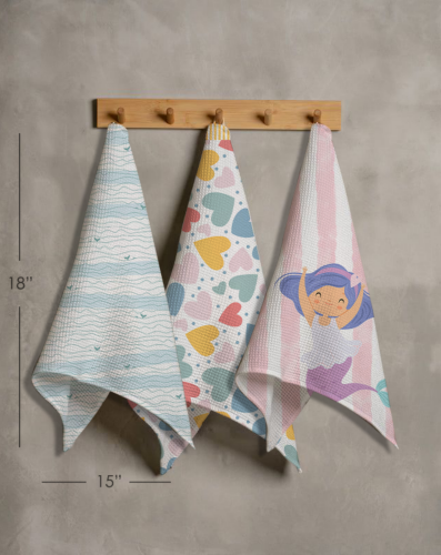 Mermaid Waffle Hand Towel Set – Set of 3